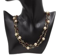 T2612 美品 シャネル フェイクパール×ラインストーン ネックレス 