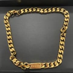 未使用級GUCCI スクリプト チェーンネックレス 喜平 ゴールドメッキ 