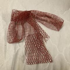 80年代／アンティークラメ入り メッシュリボン ヘア飾り