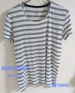 MACPHEE トゥモローランド ボーダー　麻100%半袖Tシャツ Mサイズのサムネイル