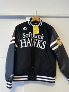 未使用】福岡ソフトバンクホークス Majestic スタジャン 袖合成皮革M