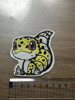 ヒョウモントカゲモドキのイラスト手作りステッカー6枚まとめ売りのサムネイル
