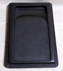 【黒端硯】◆清代古硯◆蘋藻青花の黒美石◆希少◆包身硯◆時代共箱◆7.6吋◆端渓 黒端硯】◇穏黒色に蘋藻青花◇希少◇清代包身硯◇唐木時代箱◇約7.6吋