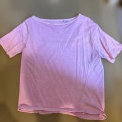 ピンク 半袖Tシャツ ドロスト裾