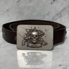 Galliano ベルト 本革 ブラウン スタッズ 骸骨 SKULL スカル Galliano ベルト 本革 ブラウン スタッズ 骸骨 SKULL スカル - メルカリ