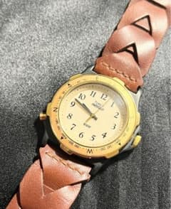電池交換済 TIMEX タイメックス インディグロ 腕時計 編み込み革ベルト