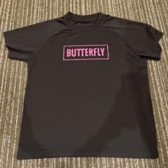 BUTTERFLY リブ素材 Tシャツ ブラックのサムネイル