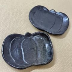 호박 작은 접시 2장 세트 수제 도기