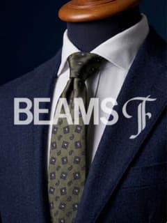 美品】BEAMS F／ビームスエフ／ペイズリー／スクエア／カーキ