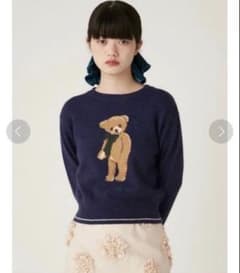 【LILY BROWN】リリーブラウン Lily Bear ニット ネイビーのサムネイル