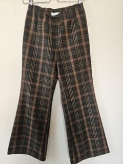 hache チェック柄 フレアパンツ size38(S相当)ブラウン系のサムネイル