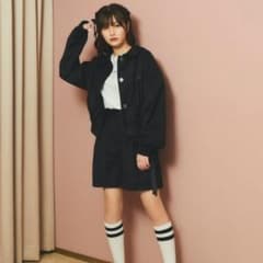Bokanii ステンカラーブルゾン&リボンショートパンツ BLK セットアップ
