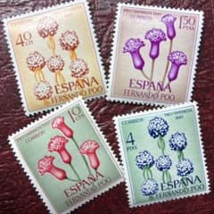 76588セール現品限　外国切手　イギリス発行植物4種揃 76802セール現品限 外国切手 西領フェルナンドポー発行植物花4種揃