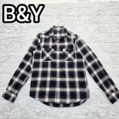 B＆Yユナイテッドアローズ　オンブレチェックシャツ長袖　M　黒薄ピンク　日本製