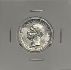 1929年イタリアヴィットーリオ・エマヌエーレ3世5リラ銀貨 未流通
