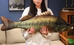 ブラックバス 約85cm リアルプリント 巨大人形 抱き枕 置物 フィギュアのサムネイル