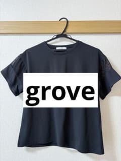 【grove】半袖 Tシャツ ブラック 袖ドット柄 Mのサムネイル