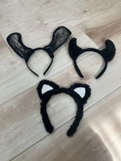 ハロウィンkids キッズ 猫耳 デビル うさぎカチューシャ 3点セット