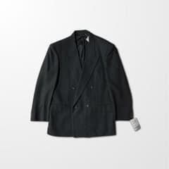 バレンシアガ ダブル ジャケット グリーン 黒 ウール テーラード L