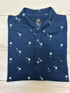 H&M 半袖シャツ ネイビー ヤシの木柄のサムネイル