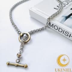 【UKENIEL】Fluid ❨Bold❩ ステンレス 真鍮 マンテルネックレスのサムネイル