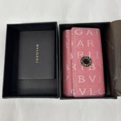 未使用 BVLGARI(ブルガリ) 6連キーキーケース キャンバ ピンク 箱付き