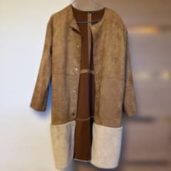 ZARA スエード調 フェイクファー コート ブラウン