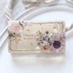 ✾ ヘアゴム ✾ スクエア レジン ハンドメイド ドライフラワー くすみ