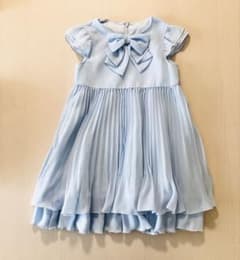 エニィファム　120 水色 プリーツドレス リボン付き