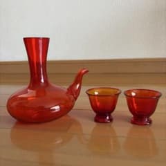 肥前びーどろ かんびん 燗瓶 徳利 赤 ガラス 酒器 セットのサムネイル