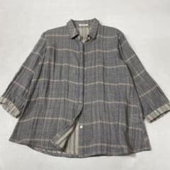 美品 センソユニコ Lucruca コットンガーゼ チェック 7分袖シャツ 