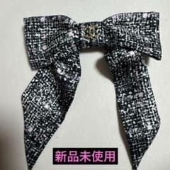 CHANEL ボウ バレッタ ツイード柄 25B ピンク ブラック - メルカリ