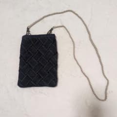 ハンドメイドデニム スマホショルダーバッグ 編み込みデザインのサムネイル