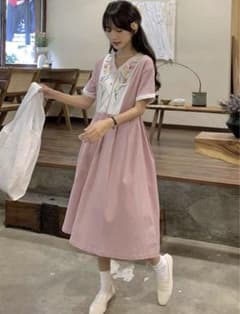 shein ワンピース ピンク 白 春のサムネイル