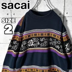 サカイ sacai ☆ フローラルボーダーニットプルオーバー - メルカリ