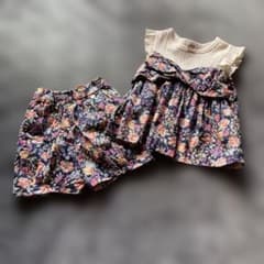 petit main フラワープリント 花柄トップスとショートパンツ100cmのサムネイル