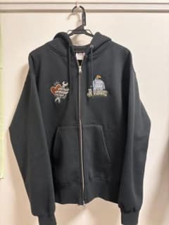 BEN DAVIS 黒刺繍ダブルジップフーディー黒パーカーのサムネイル