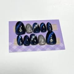 ハンドメイド ダークブルー マグネット ネイルチップのサムネイル