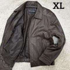 【ビンテージ】ウィルソン ショートレザージップアップブルゾン 襟付き XL相当 ウィルソンズ ブルゾン レザージャケット ブラウン XL 短丈 襟付き