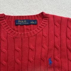 Polo Ralph Lauren レッド ケーブルニット セーター Sのサムネイル