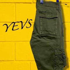 男前 イーブス カーゴパンツ ● カーキ M ワークパンツ メンズカーゴのサムネイル