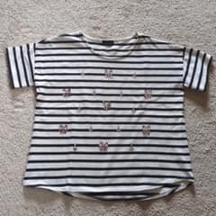 ビジュー付き ボーダー 半袖Tシャツのサムネイル