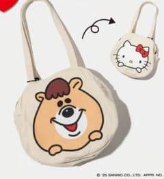 新品☆ハローキティ×クマタン フェイストートバッグ☆ホワイト