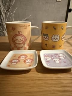 치이카와 모구 모구 본점 머그잔 콩 접시