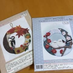 さくらほりきり 押絵飾り キツツキと紅葉・シマエナガと紅白梅 作成キット