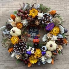 ハロウィンリース＊秋色ドライフラワー＊かぼちゃ | 25cm - メルカリ
