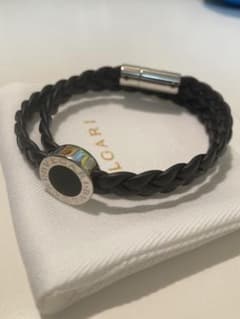 BVLGARI ブルガリ・ブルガリ マン レザーブレスレット　ブラックのサムネイル