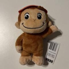 【あか】おさるのジョージ　ぽってりぬいぐるみ カラフルキャップ