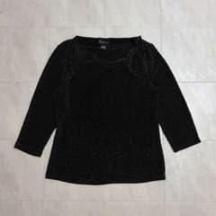 美品 ラメニット カットソー フォーマル オフィスカジュアル きれいめ ブラックのサムネイル