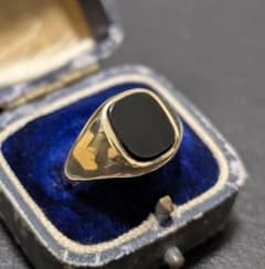 英国 K9 ゴールド オニキス シグネットリング 15号 1973年 9金 - メルカリ